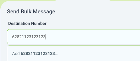 Bulk Message Add Phone Number